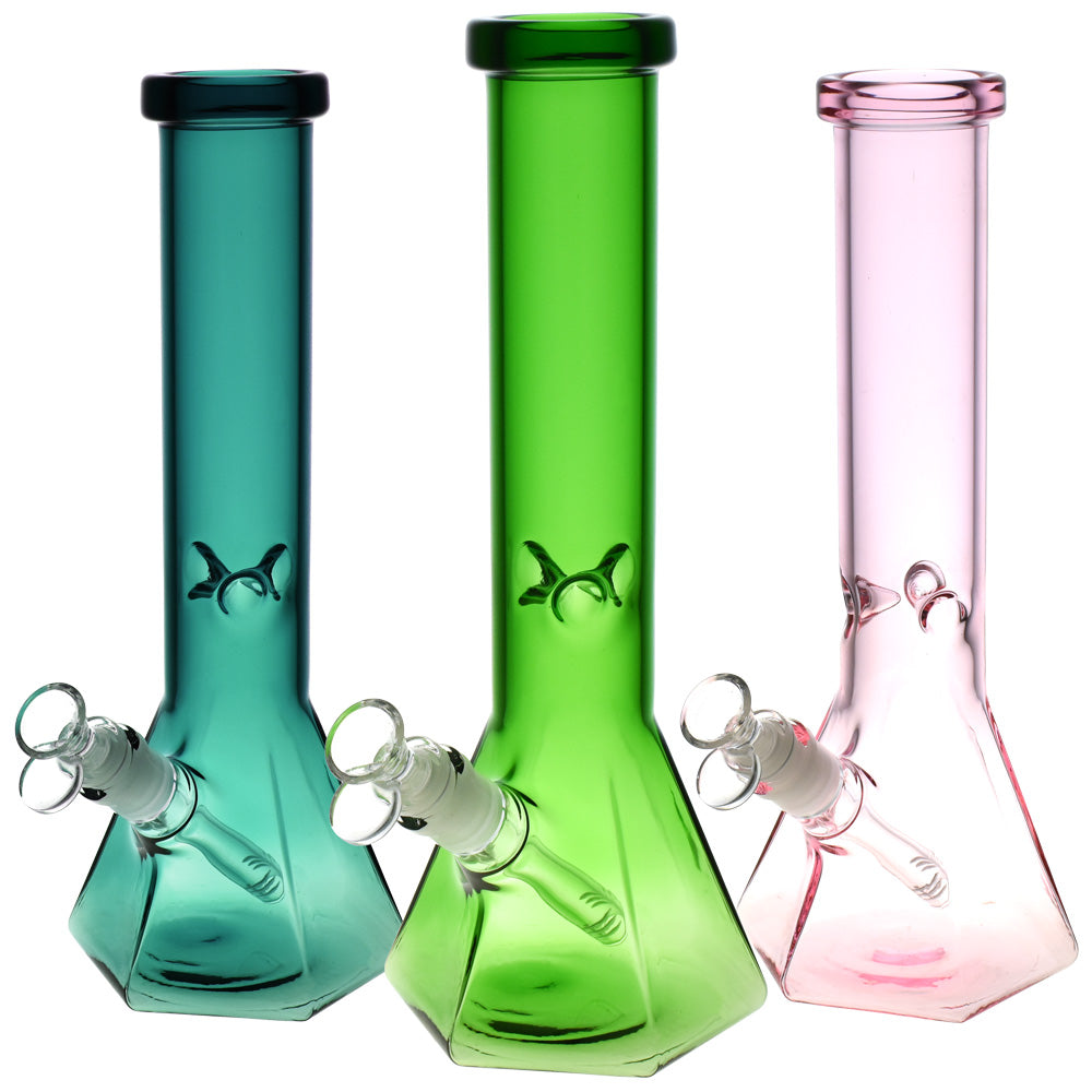 Hextasy Hexagonal Beaker Water Pipe - 12"/14mm F/Colors Vary - Smoke N’ Poke