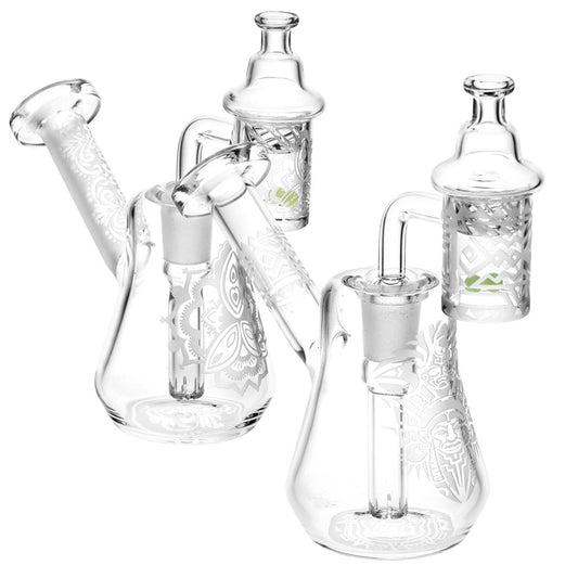 Compact Travel Etched Dab Rig Set - 5.5"/14mm F/Designs Vary - Smoke N’ Poke