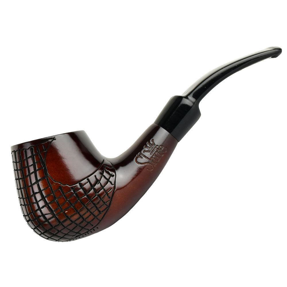 Pulsar Shire Pipes Engraved Brandy Cherry Tobacco Pipe - 5.5in / Figured Wood - Smoke N’ Poke