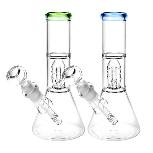 Stacked Showerhead Perc Beaker Water Pipe - 8" / 14mm F - Smoke N’ Poke