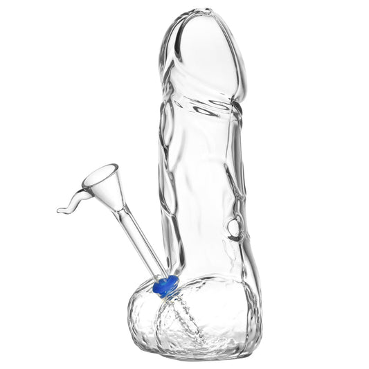 Glass Phallus Water Pipe - 7.5" - Smoke N’ Poke