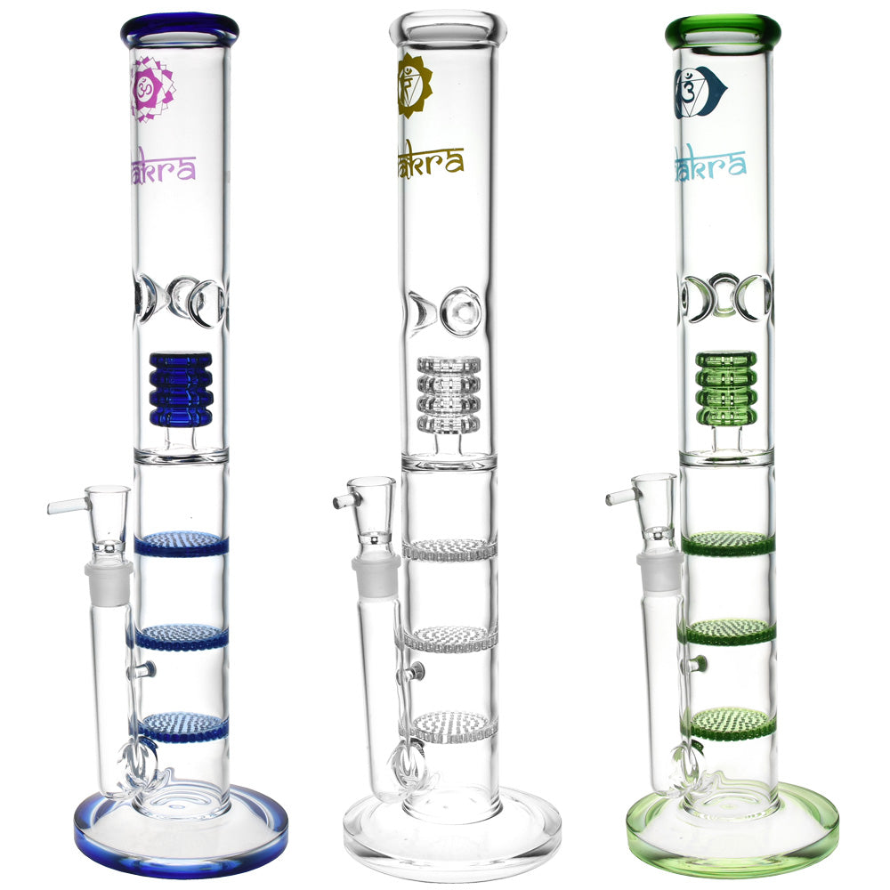 Chakra Triple Honeycomb Water Pipe - 16"/19mm F/Clrs Vry