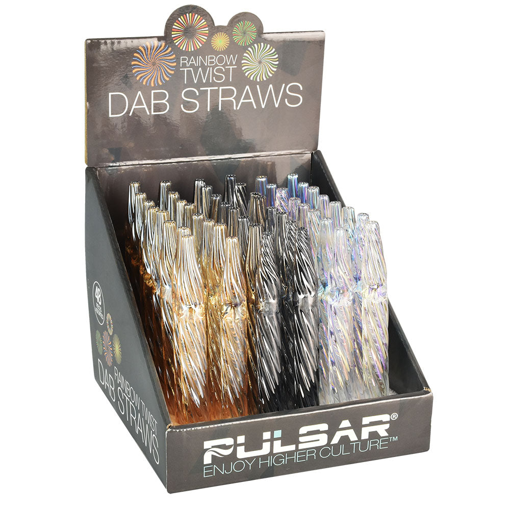 DISP 48PC - Pajita Pulsar Rainbow Twist Dab - 4.72"/Colores surtidos