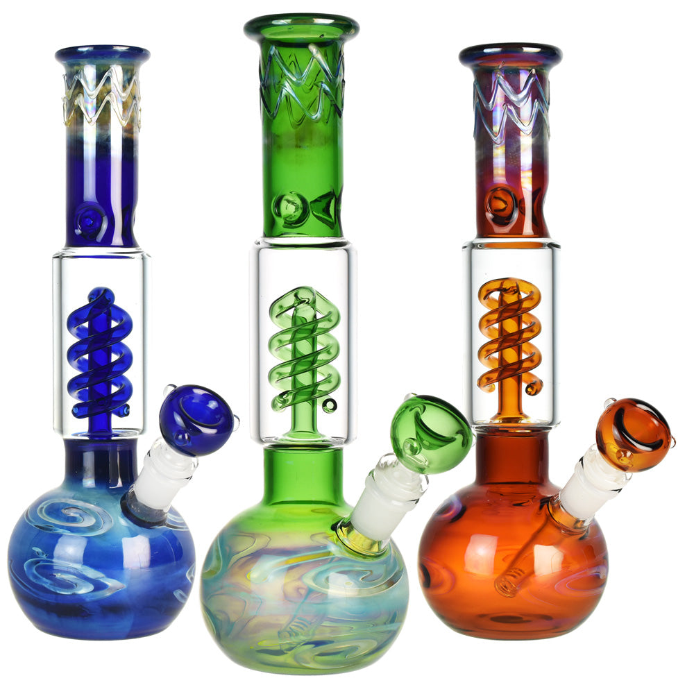 Milky Fade Water Pipe w/ Coil Perc - 11.75"/14mm F/Colors Vary