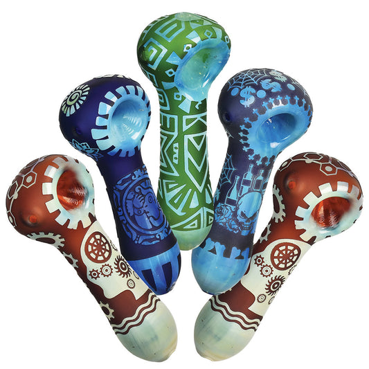 5PC SET - Geometric Culture Spoon Pipe - 4" / Asst Styles