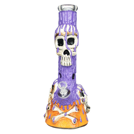 Skull & Bones 3D Painted Beaker Water Pipe - 14" / 14mm F - Smoke N’ Poke