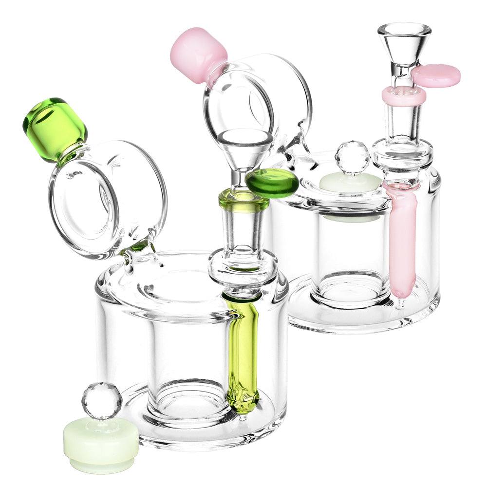 Flower Focus Water Pipe w/ Herb Storage -5.5"/14mm F / Colors Vary - Smoke N’ Poke