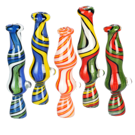 Dancing Colors Wig Wag Chillum Pipe - 3.75"/Colors Vary - Smoke N’ Poke