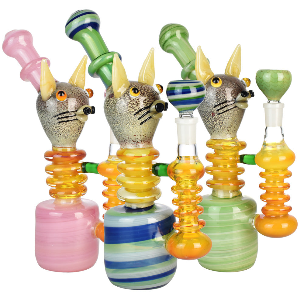 Dazed Cat Water Pipe - 10"/14mm F/Colors Vary - Smoke N’ Poke