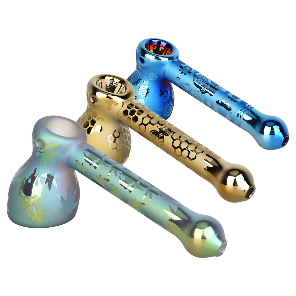 Mind Trip Fumed & Electroplated Bubbler - 5.75" / Designs Vary - Smoke N’ Poke