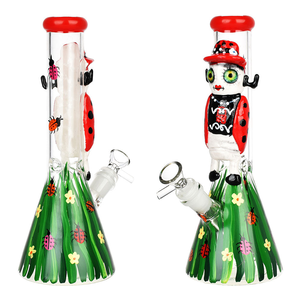 Lady Bug 3D Painted Beaker Water Pipe - 10"/14mm F - Smoke N’ Poke