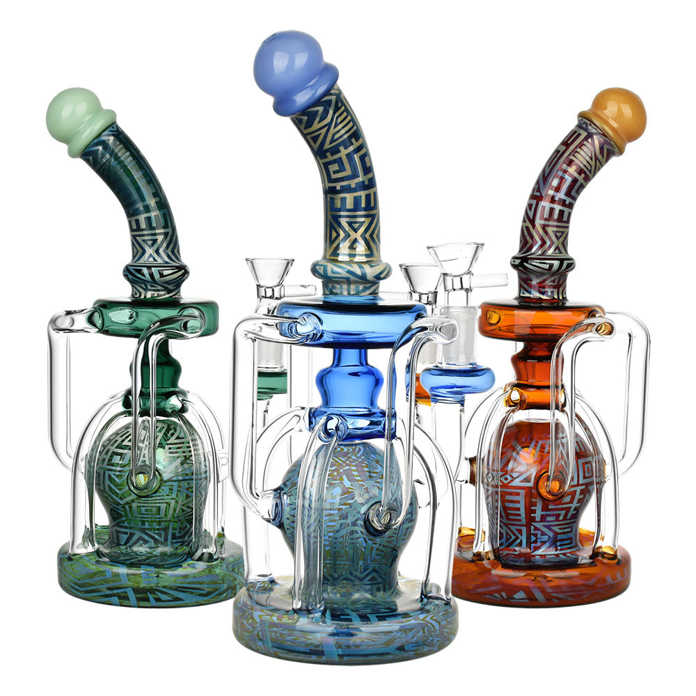 Otherworldly Connection Recycler Water Pipe - 10"/14mm F / Colors Vary - Smoke N’ Poke