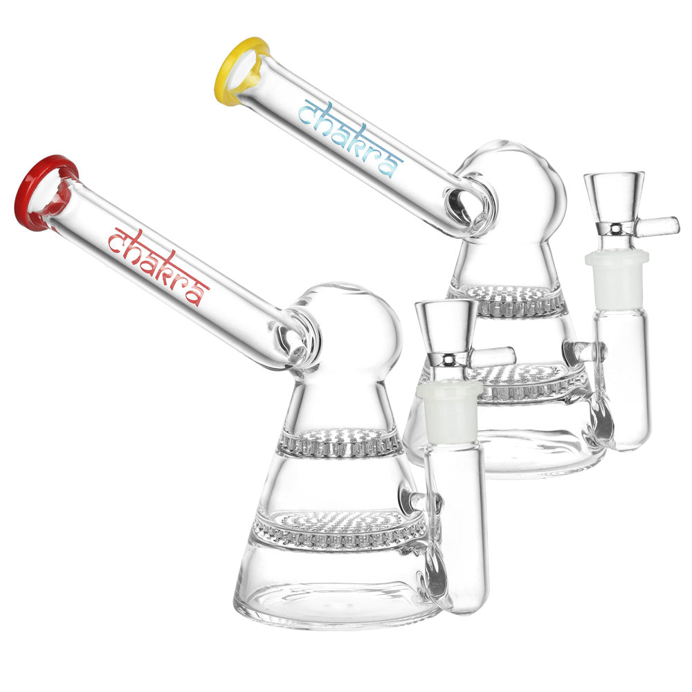 Chakra Honeycomb Sidecar Water Pipe | 5.75" | 14mm F | Colors Vary - Smoke N’ Poke