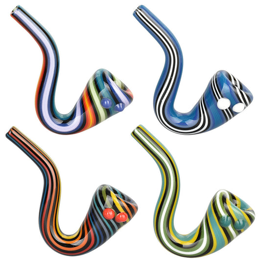 4PC SET - Pulsar Scrumptious Striped Sherlock Pipe - 4"/Colors Vary