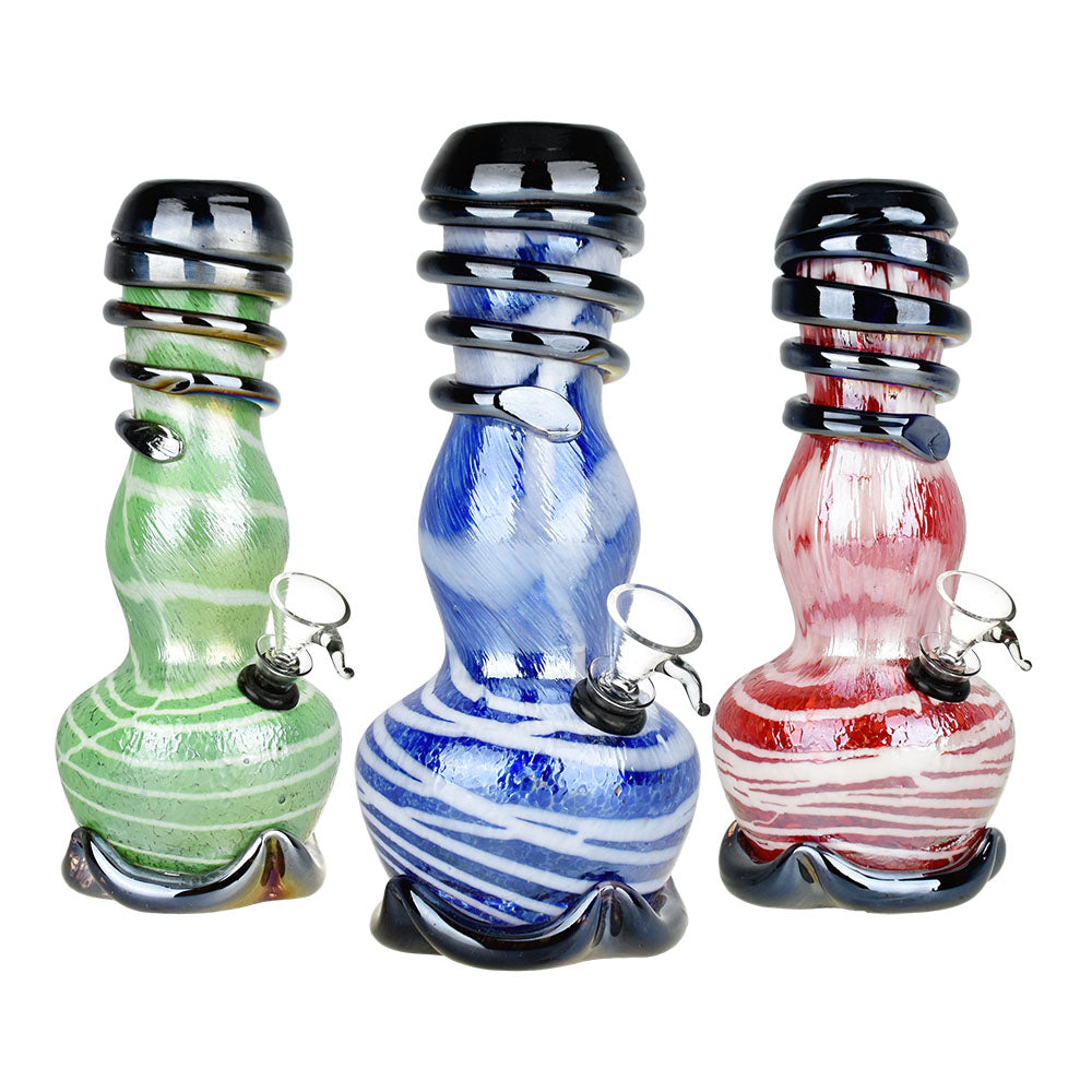 Phunky Fumed Striped Soft Glass Water Pipe - 8.5" / Colors Vary - Smoke N’ Poke