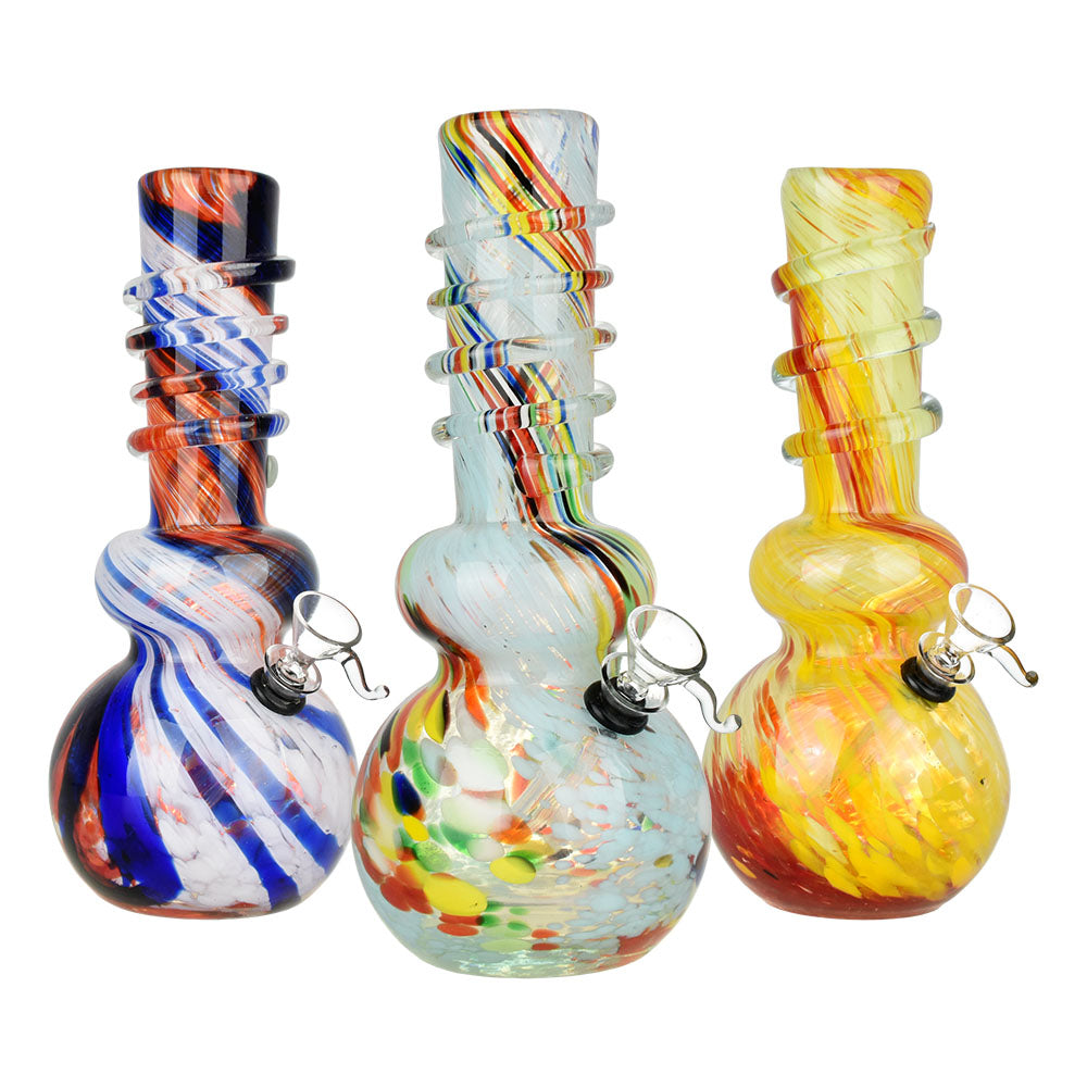 Frenetic Frit Stripe Soft Glass Water Pipe - 10.25" / Colors Vary - Smoke N’ Poke