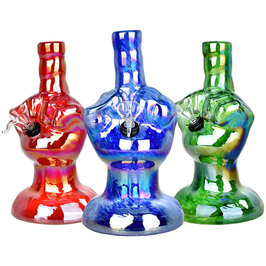 Number One Electroplated Soft Glass Water Pipe - 8.25" / Colors Vary - Smoke N’ Poke