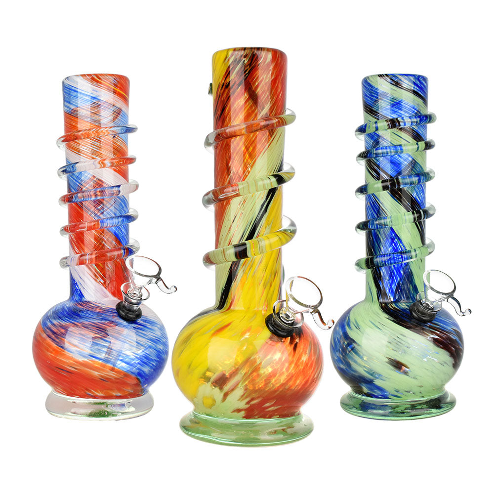 Spherical Swirl Soft Glass Water Pipe - 9.75" / Colors Vary - Smoke N’ Poke