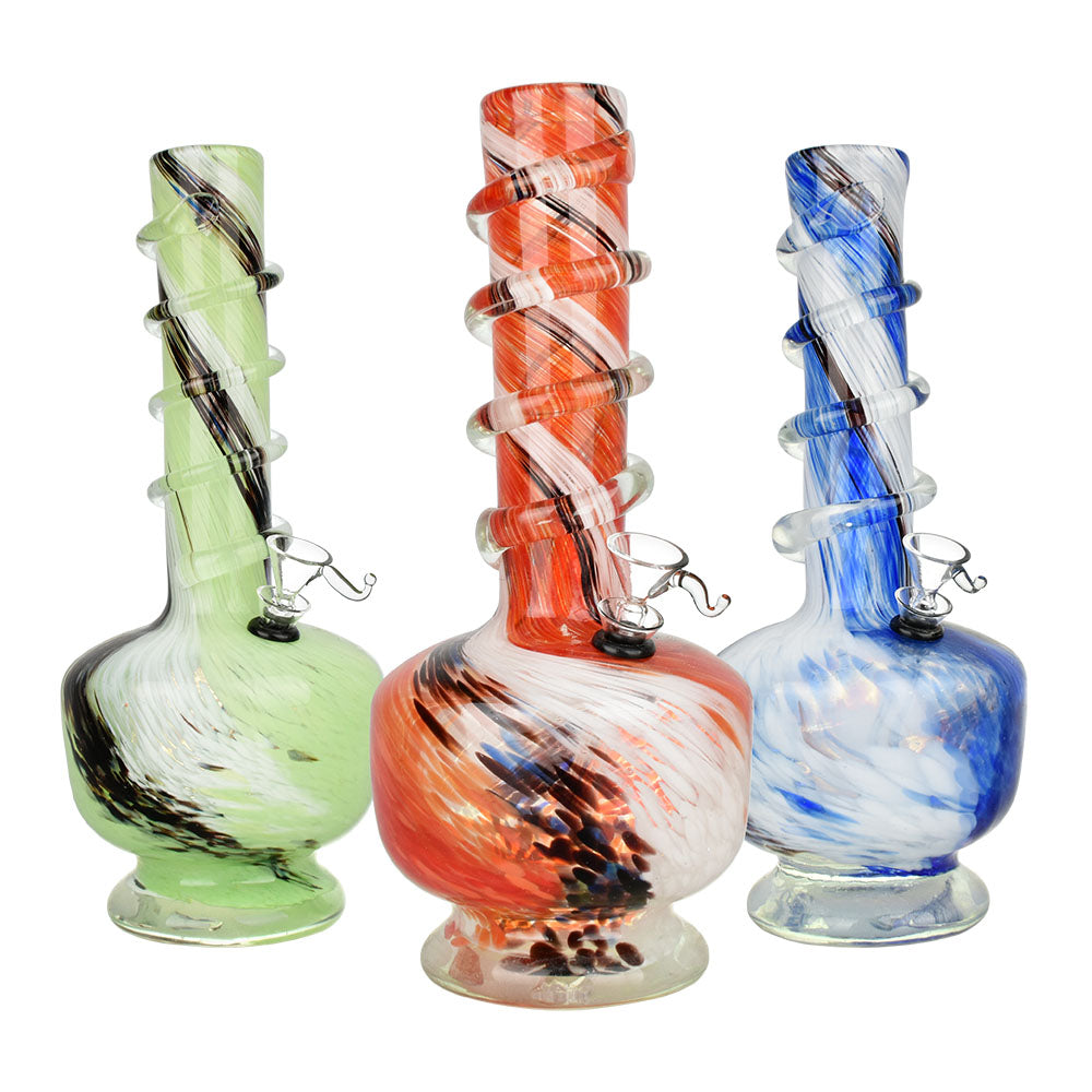 Ethereal Swirl Soft Glass Water Pipe - 12" / Colors Vary - Smoke N’ Poke