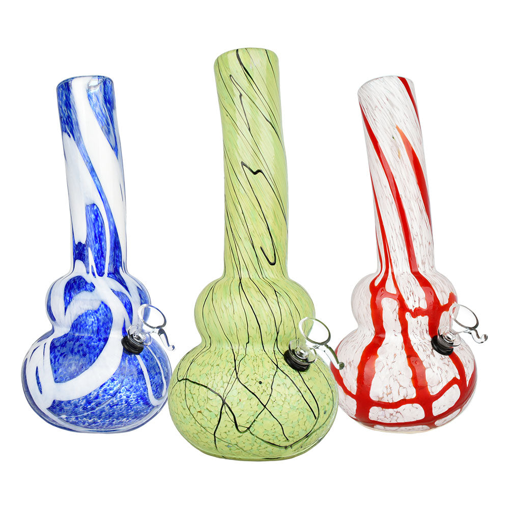 Ease It Back Soft Glass Water Pipe - 12" / Colors Vary - Smoke N’ Poke