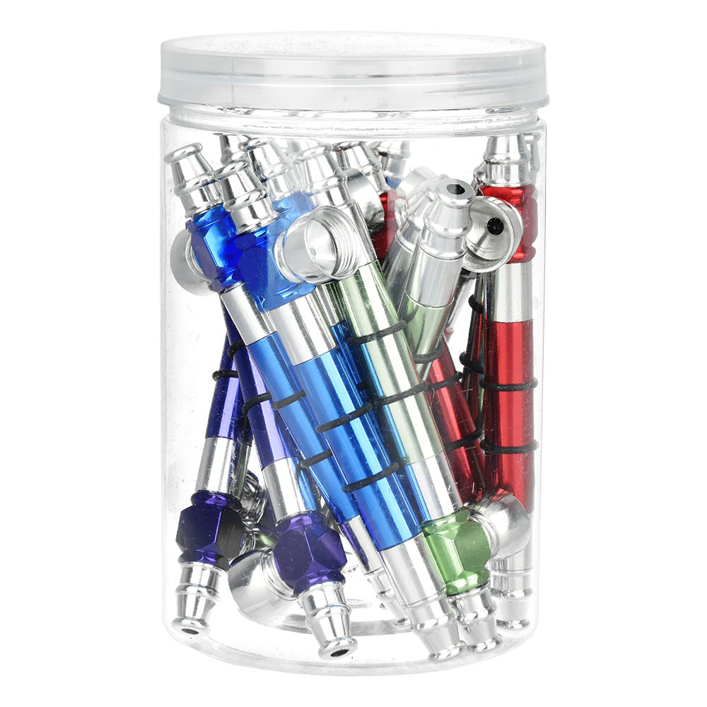 15PC JAR - Straight Steamroller Metal Pipe w/ Carb - 5" / Assorted Colors - Smoke N’ Poke