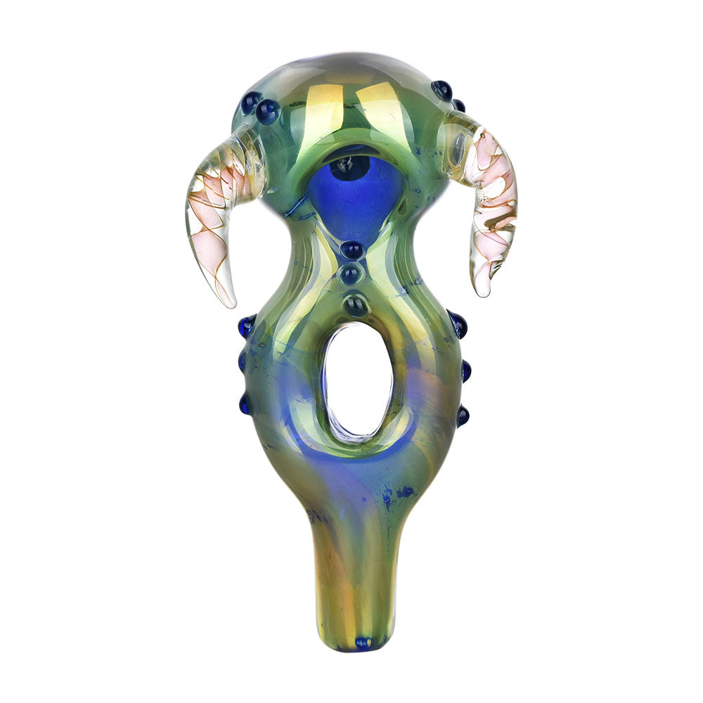 Elation Electroplated Glass Horned Hand Pipe - 4.75" - Smoke N’ Poke