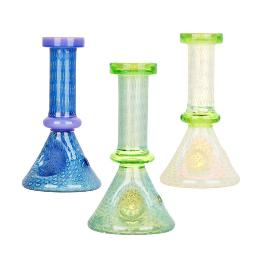 3PC SET - Bubble Matrix Mini Beaker Hand Pipe - 4" / Assorted Colors - Smoke N’ Poke