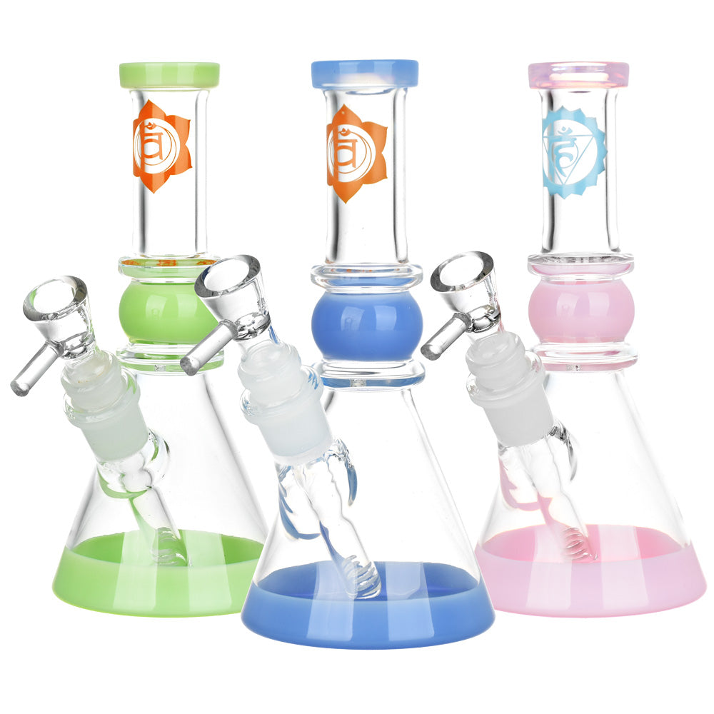 Om Sweet Om Chakra Beaker Water Pipe - 7" / Colors Vary - Smoke N’ Poke