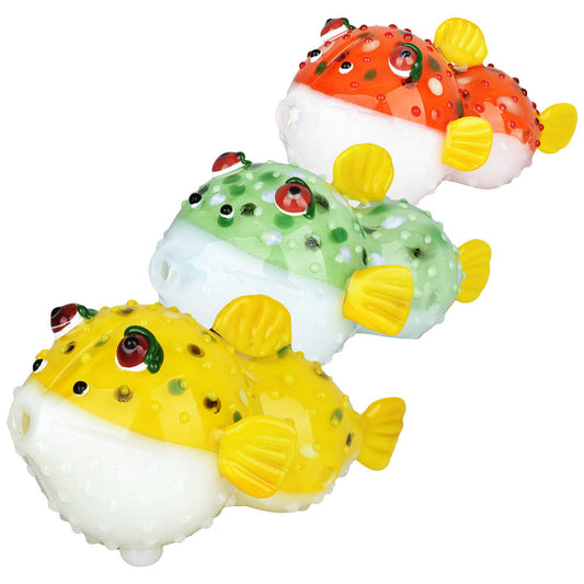 Puff Puff Puffer Fish Hand Pipe - 4.75" / Colors Vary - Smoke N’ Poke