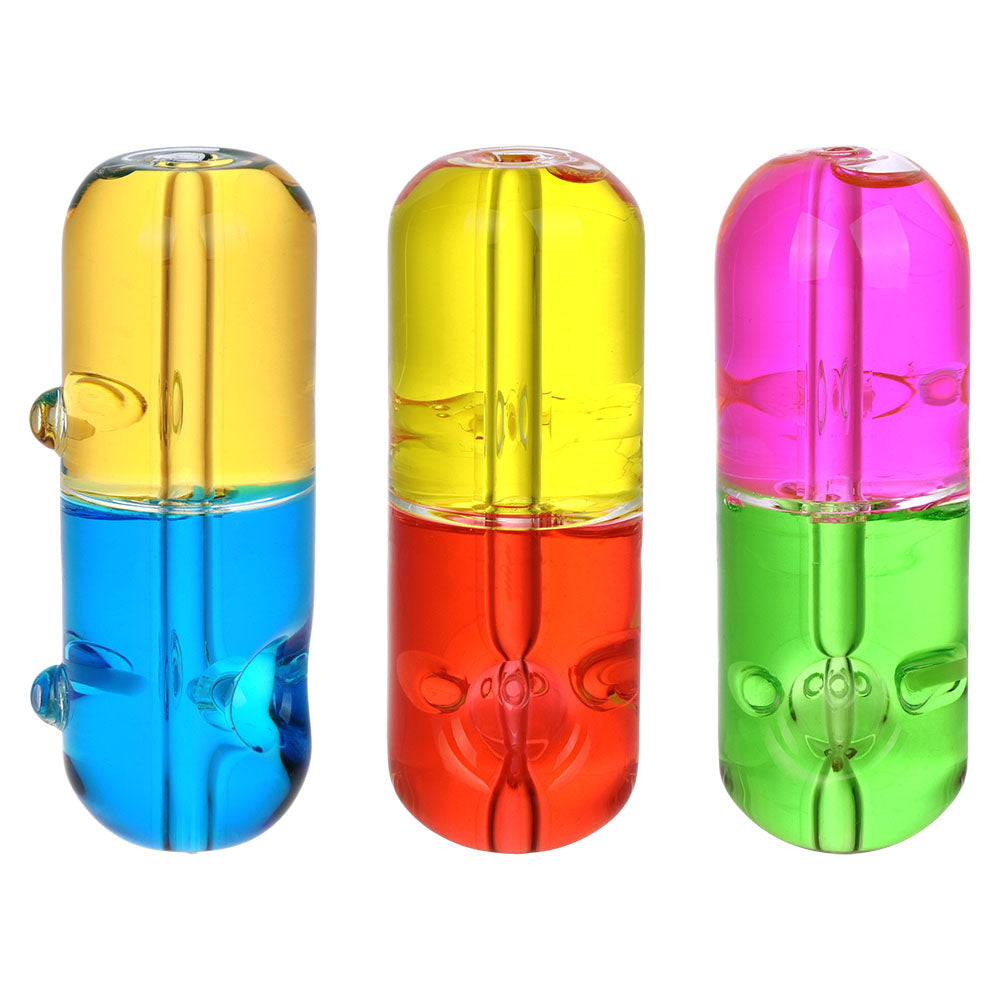 Hard Pill To Swallow Bicolor Glycerin Hand Pipe - 4.5" / Colors Vary - Smoke N’ Poke