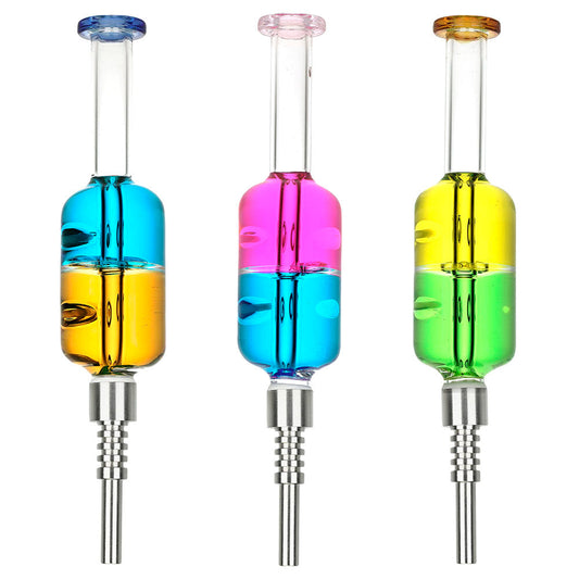 Dual Color Glycerin Dab Straw w/ SS Tip - 8" / Colors Vary - Smoke N’ Poke