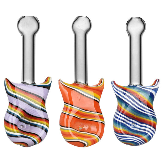 Guitar Candy Stripe Hand Pipe - 4.25" / Colors Vary - Smoke N’ Poke