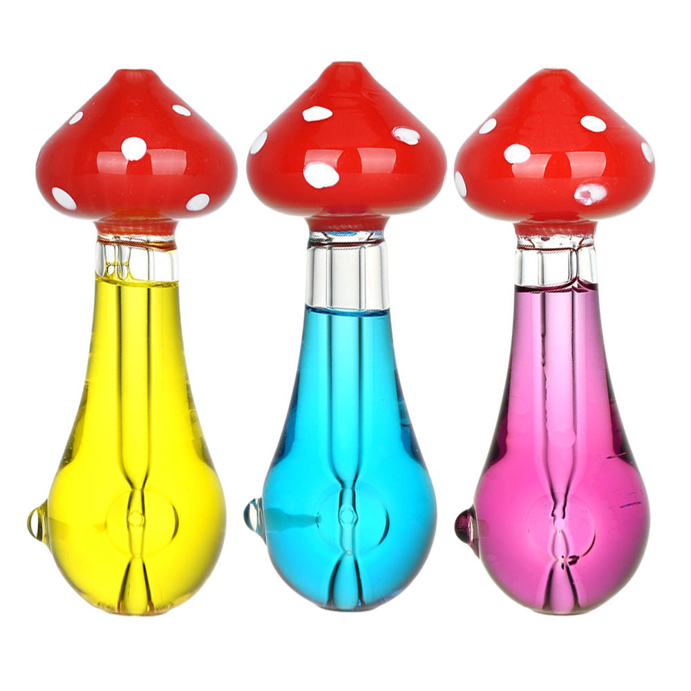 Mushroom Mojo Glycerin Hand Pipe - 4.25" / Colors Vary - Smoke N’ Poke