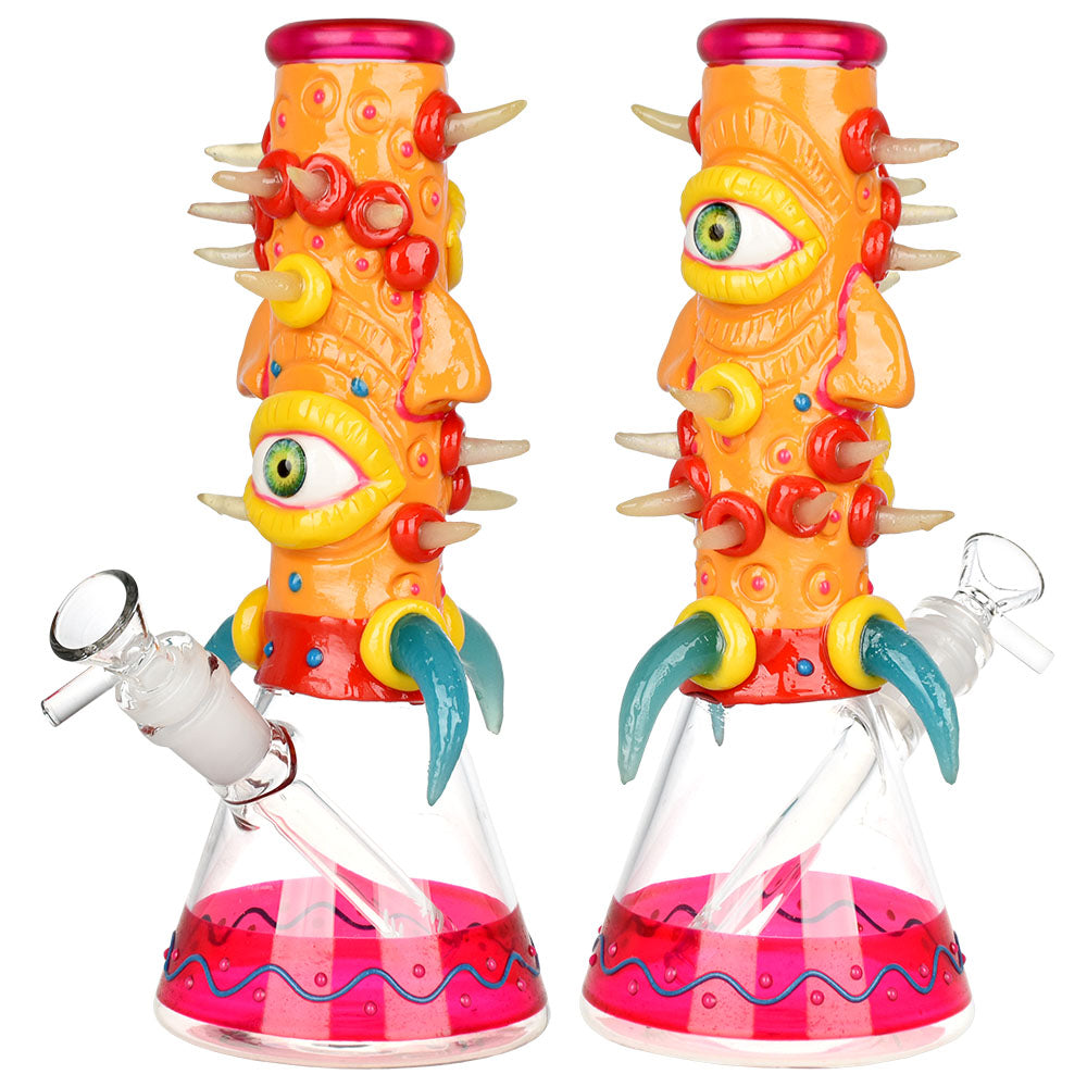 Horned Cyclops 3D Painted Beaker Water Pipe - 9.75" - Smoke N’ Poke