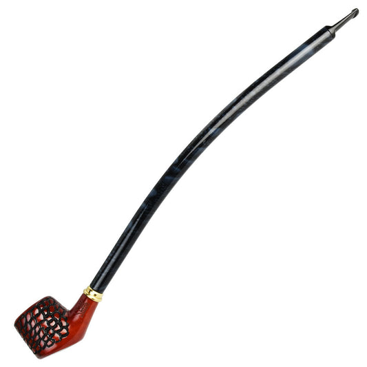 Pulsar Shire Pipes Curved Engraved Cherry Wood Tobacco Pipe - 15" - Smoke N’ Poke