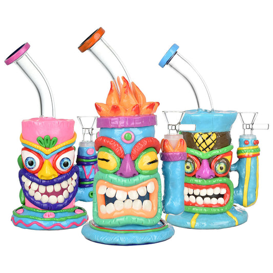 Neon Tiki 3D Painted Water Pipe - 8.5" / Assorted Styles - Smoke N’ Poke