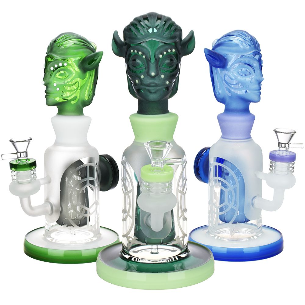 Avatar Etched Glass Water Pipe - 10.25" / 14mm F / Colors Vary