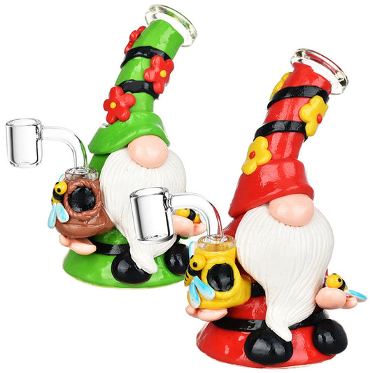 Flower Gnome Glass & Enamel Dab Rig - 7" / 14mm F - Smoke N’ Poke