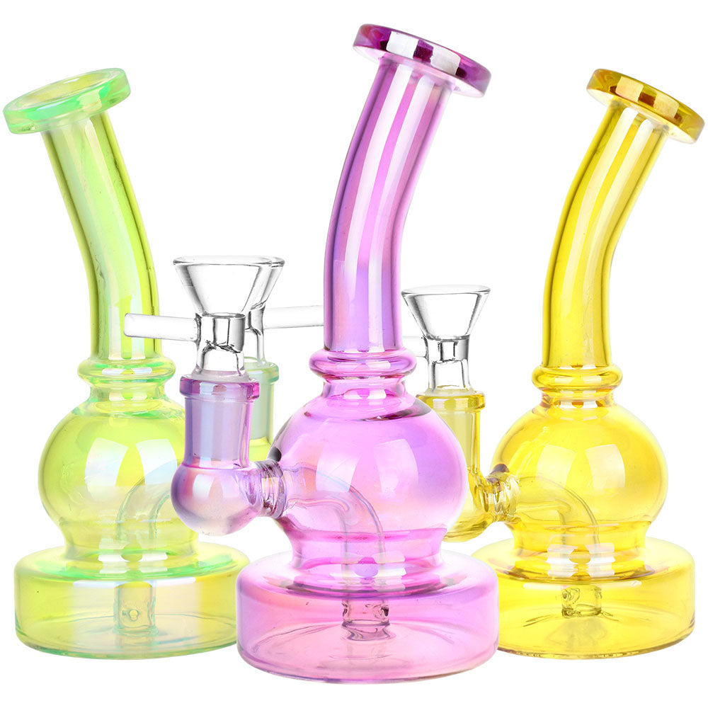 Mini Epiphany Electroplated Glass Water Pipe - 6.5" / 14mm F / Colors Vary - Smoke N’ Poke