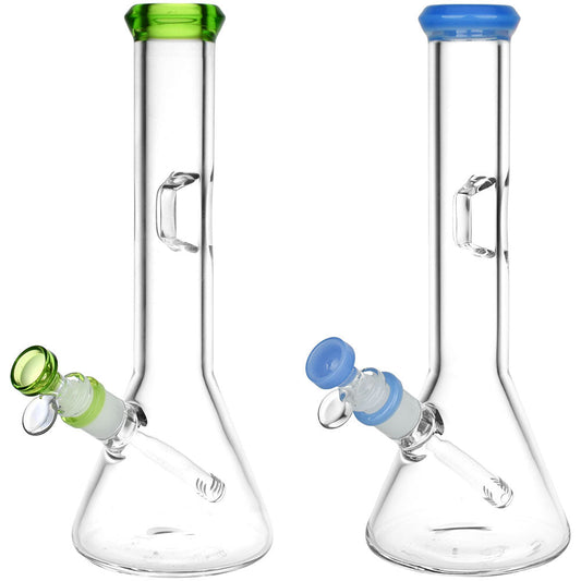 Fresh Press Beaker Glass Water Pipe - 11.75" / 14mm F / Colors Vary - Smoke N’ Poke