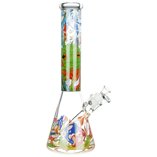 Wormhole Psychedelic Forest Beaker Water Pipe - 14.5" / 14mm F - Smoke N’ Poke