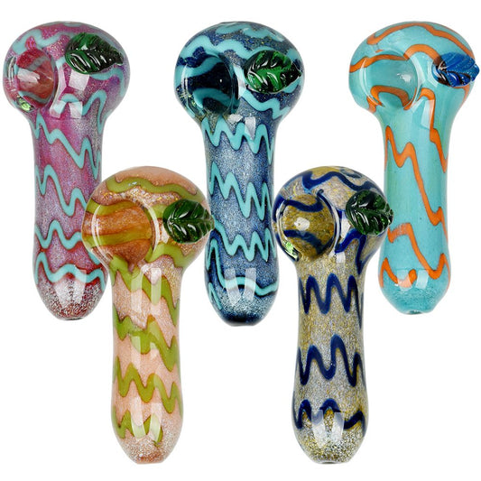 10CT BUNDLE - Translucent Striped Glass Spoon Pipe - 3.75" / Colors Vary