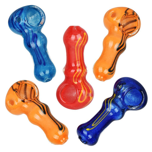 10CT BUNDLE - Two-Toned Tiger Stripe Glass Hand Pipe - 2.75" / Assorted Colors