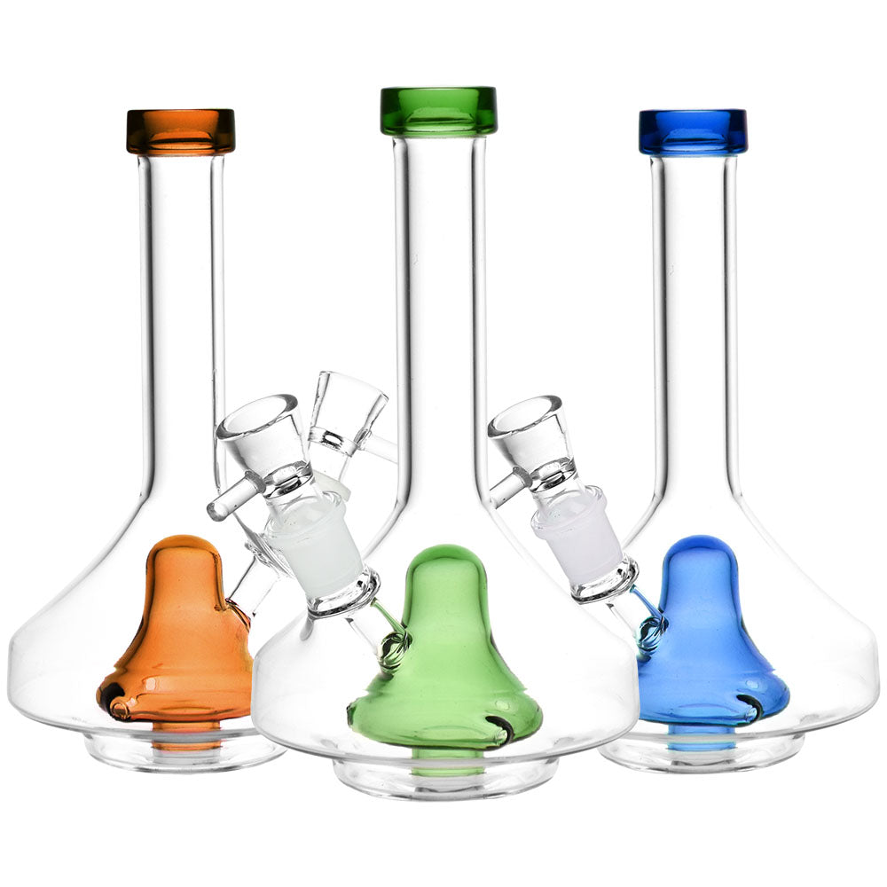 Hues Within Wide Base Glass Water Pipe - 8.25" / 19mm F / Colors Vary - Smoke N’ Poke