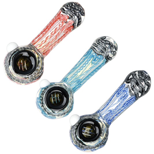 Simply Squiggled Glass Spoon Pipe - 4.25" / Colors Vary - Smoke N’ Poke