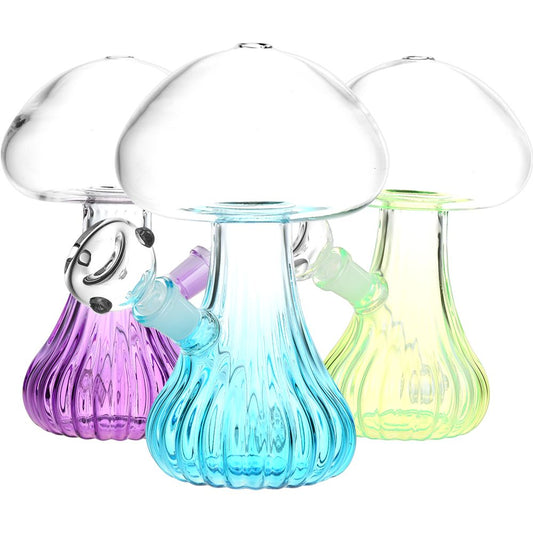 Pluming Mushroom Glass Water Pipe - 7" / 14mm F / Colors Vary