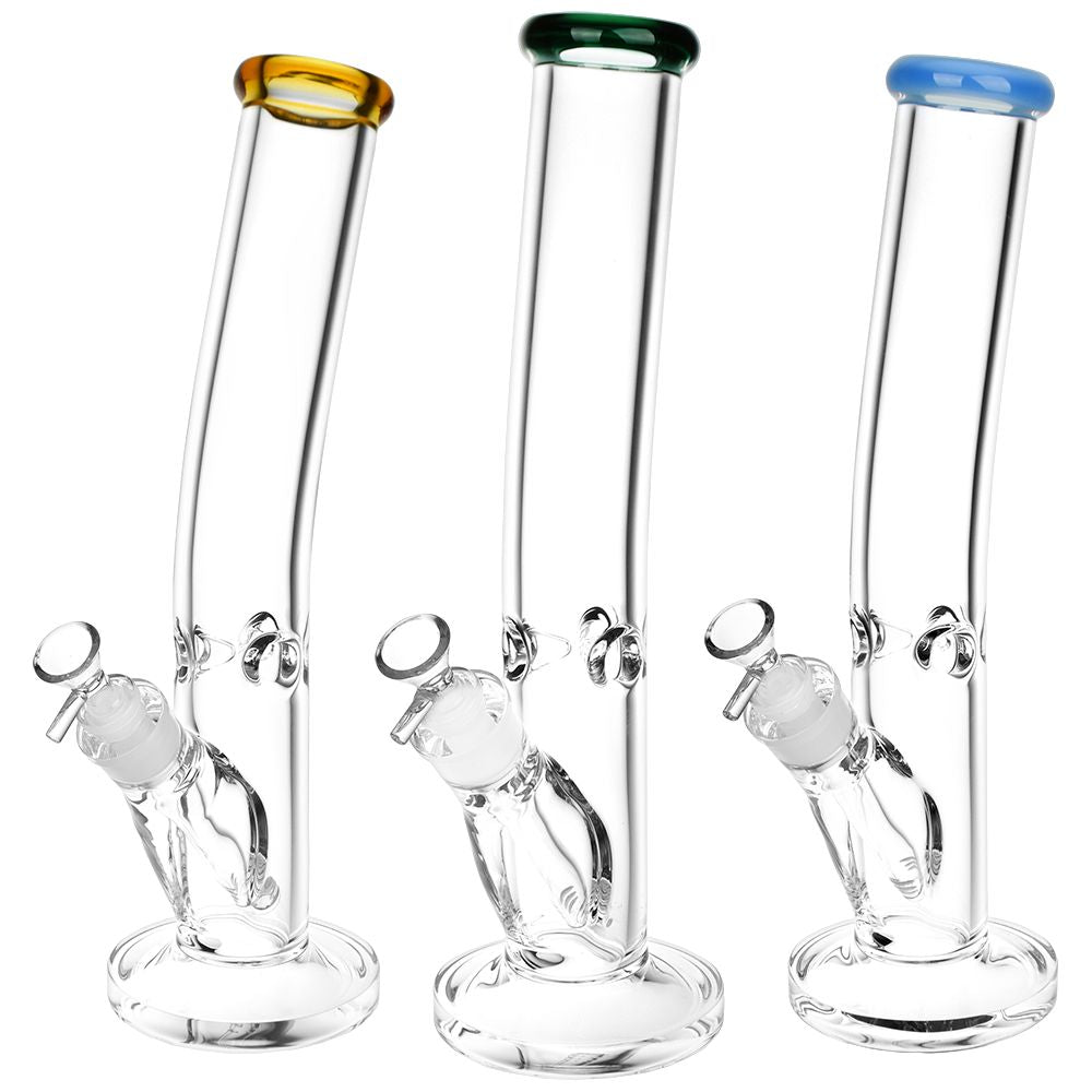 Classic Bent Neck Straight Tube Glass Water Pipe | 14mm F | Colors Vary