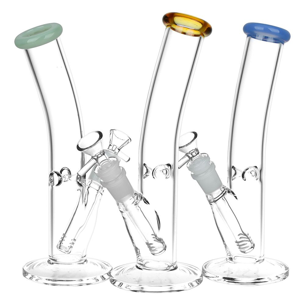 Classic Bent Neck Straight Tube Glass Water Pipe | 14mm F | Colors Vary