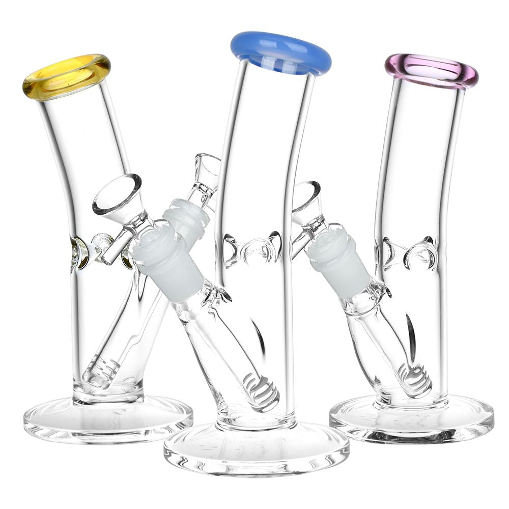 Classic Bent Neck Straight Tube Glass Water Pipe | 14mm F | Colors Vary