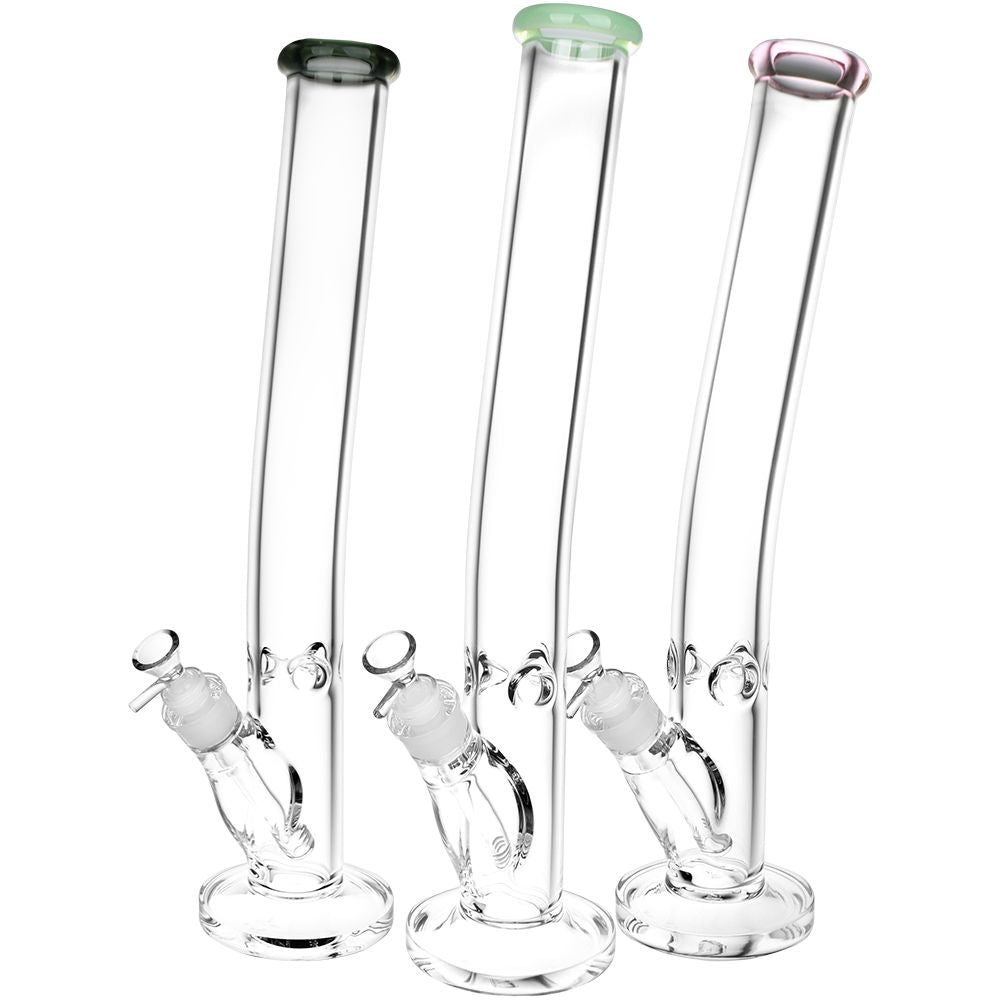 Classic Bent Neck Straight Tube Glass Water Pipe | 14mm F | Colors Vary